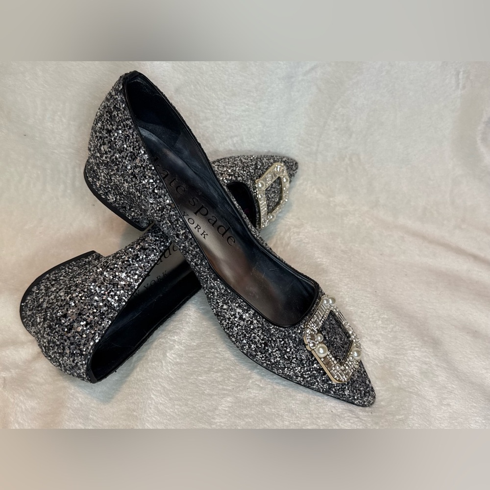 Kate Spade New York Buckle Up‎ Glitter Flats Women’s Shoes Size 5